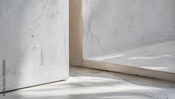 Obraz White concrete wall and floor closeup