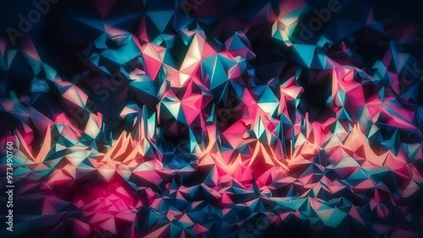 Fototapeta Low poly - Colorful abstract geometric background with triangular polygons.