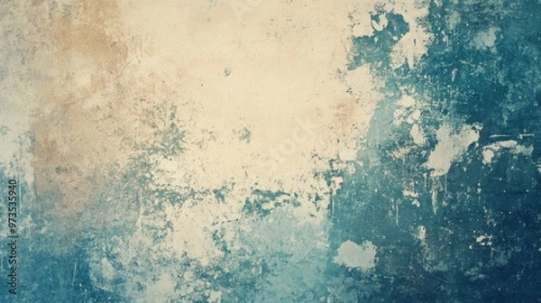 Fototapeta Abstract blue and beige grunge texture with uneven surface.
