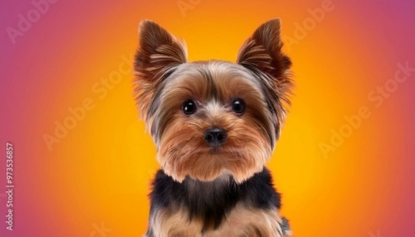 Fototapeta Yorkshire Terrier dog on colored background