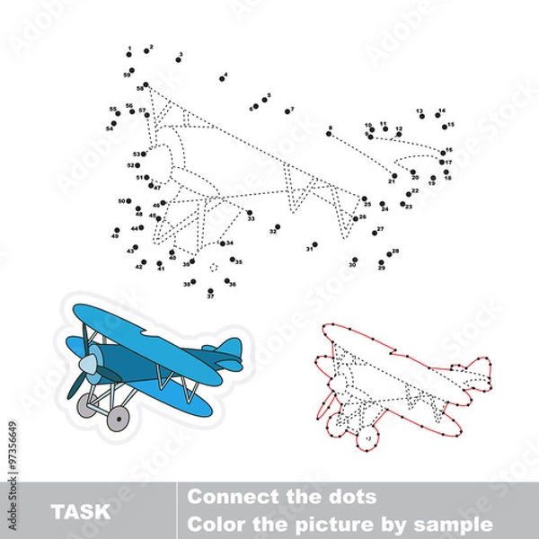 Obraz Biplane to be traced. Vector numbers game. 