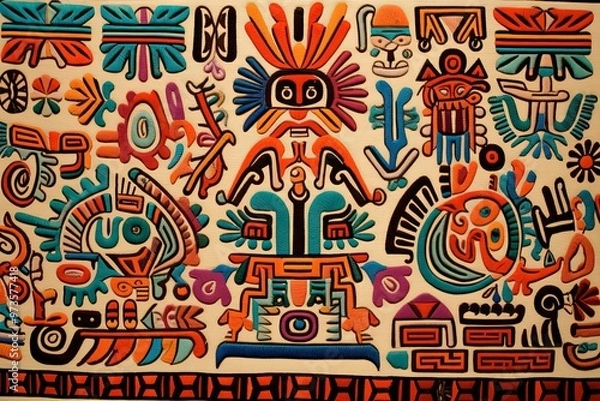 Fototapeta Vintage Embroidery aztec, artistry, vintage, embroidery