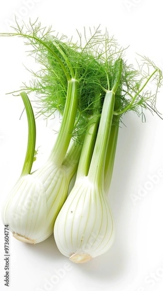Obraz Fresh florence fennel branch isolated on white background
