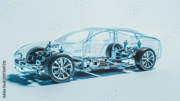 Obraz Transparent X-Ray View of a Modern Car's Inner Workings