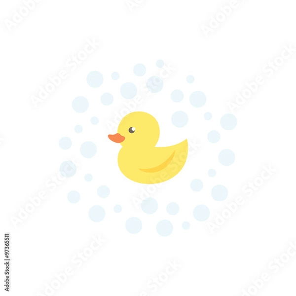 Obraz Yellow duck with bubbles