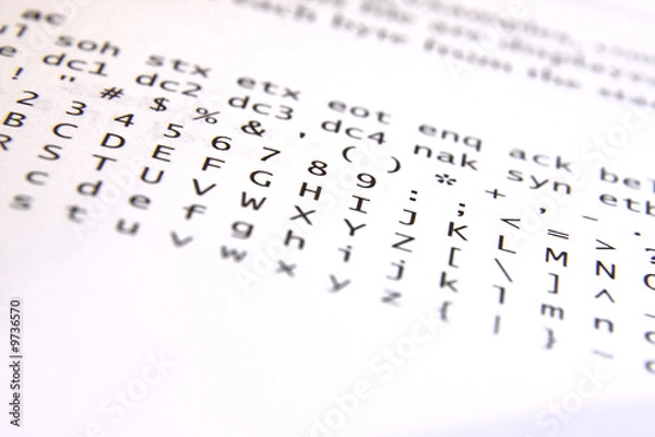Fototapeta Closeup photo of ASCII codes