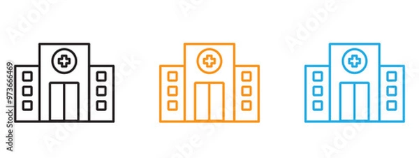 Fototapeta Hospital Icon Thin line illustration set