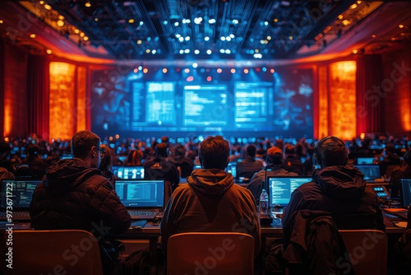 Obraz Open Source Convention A convention center filled developers, hackathons png file