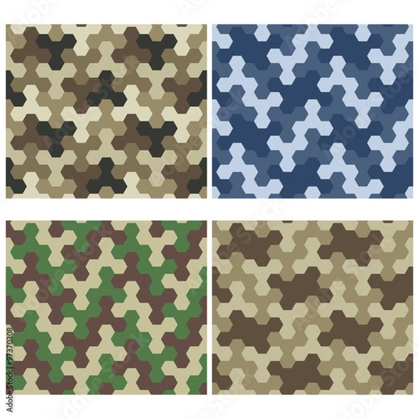 Obraz Seamless Camouflage Geometric Pattern Set. Three And Six Color V