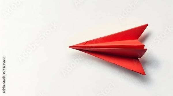 Obraz A Red Paper Airplane Folded on a White Surface