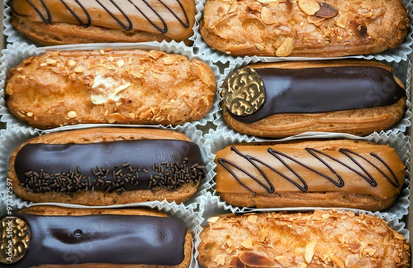 Fototapeta A box of eclairs