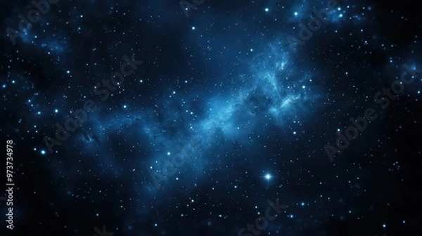 Fototapeta Stunning Deep Space View of the Milky Way Galaxy with Countless Stars and Nebulae in a Dark Blue Night Sky