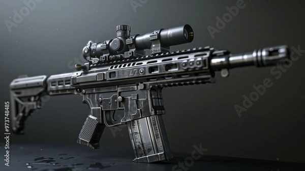 Obraz modern automatic riffle, self protection concept 