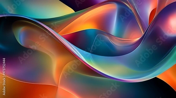 Fototapeta Colorful hues random fractal 3d digital waves on black background wallpaper illustration design