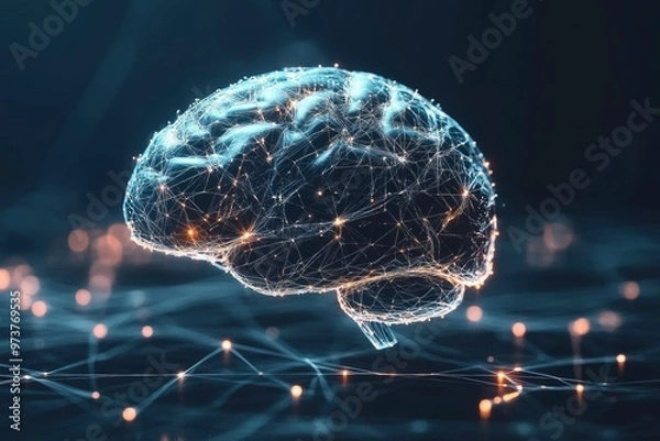 Obraz Deep learning. Mindfulness. Psychology.Brain Nervous System concept. human brain, thinking concept. Machine learning and artificial intelligence , ai