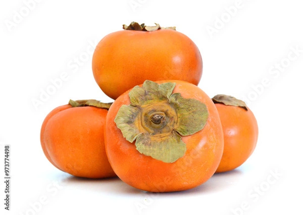 Obraz Whole and Slice persimmon isolated on white background
