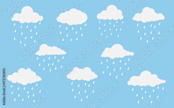 Fototapeta clouds and rain , rainy season, clouds and storm, weather nature background , vector illustration.