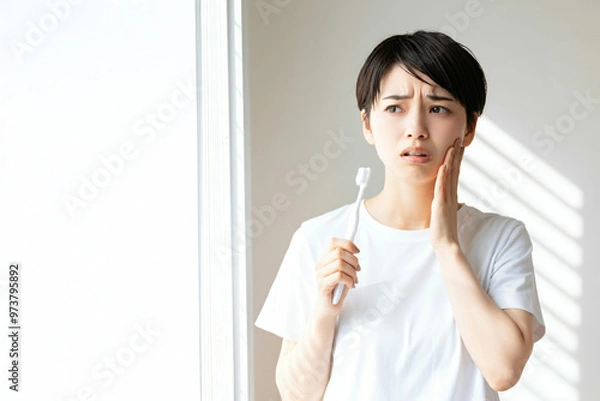 Obraz 歯痛に悩む若い日本人女性