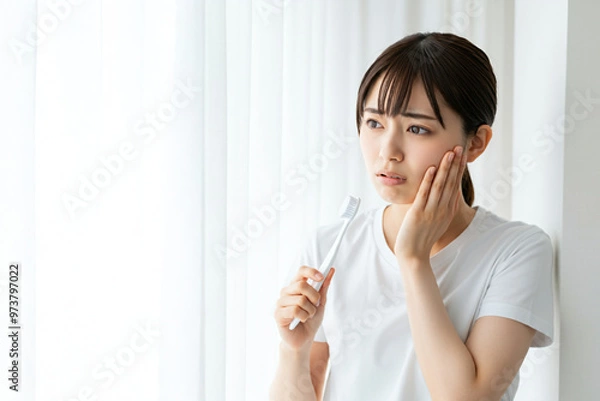 Fototapeta 歯痛に悩む若い日本人女性