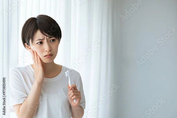 Obraz 歯痛に悩む若い日本人女性