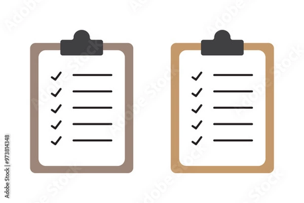 Obraz Checklist icon set. Containing clipboard with checkmark, document, checkbox on paper icon vector illustration.