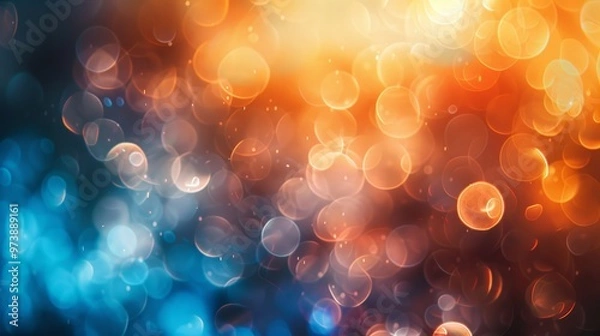Fototapeta Blur glow overlay. Lens flare filter. Bokeh sunlight glare leak. Retro illumination effect. Defocused orange blue white light abstract background