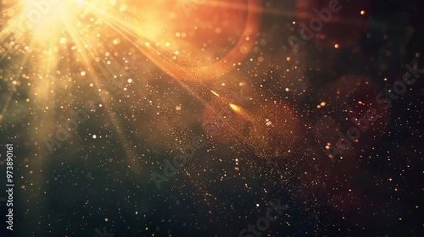 Fototapeta Designed film texture background with heavy grain, dust and a light leak Real Lens Flare Shot in Studio over Black Background. Easy to add as Overlay or Screen Filter over Photos overlay 