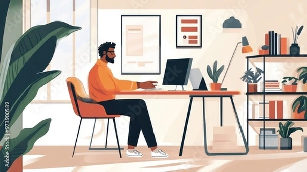 Obraz Digital entrepreneur having a virtual meeting with a remote team