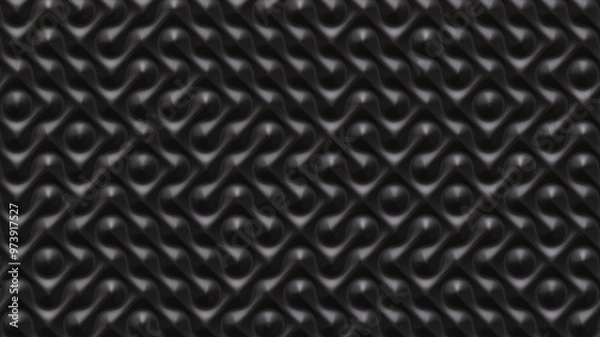 Fototapeta 3D illustration black pattern waves light and shadow. Wall decorative panel