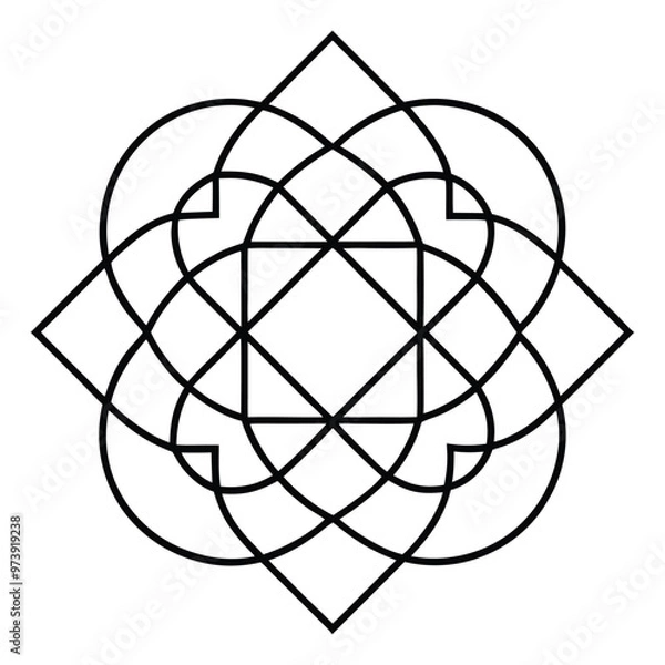 Obraz A geometric ornament design with interlocking squares and circles creates a balanced pattern.