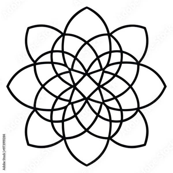 Obraz A geometric ornament design with interlocking squares and circles creates a balanced pattern.