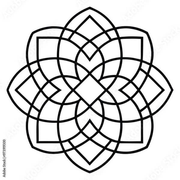 Obraz A geometric ornament design with interlocking squares and circles creates a balanced pattern.