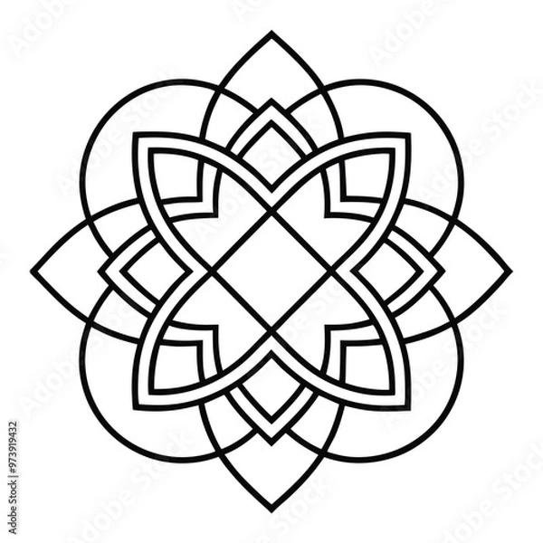 Obraz A geometric ornament design with interlocking squares and circles creates a balanced pattern.