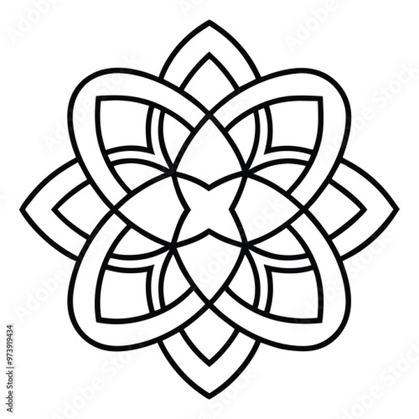 Obraz A geometric ornament design with interlocking squares and circles creates a balanced pattern.