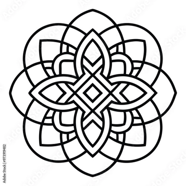 Obraz A geometric ornament design with interlocking squares and circles creates a balanced pattern.