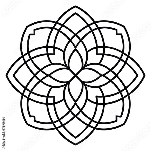 Obraz A geometric ornament design with interlocking squares and circles creates a balanced pattern.