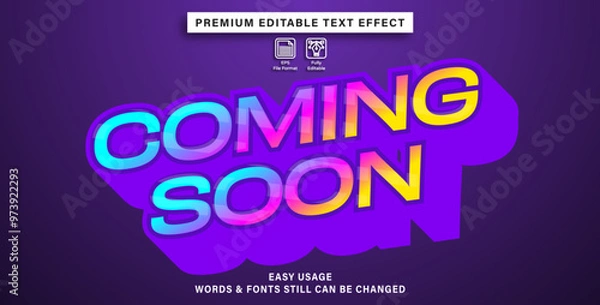 Fototapeta Editable text or font effect Coming soon