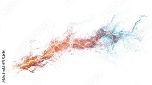 Obraz Lightning strike isolated on a white background.
