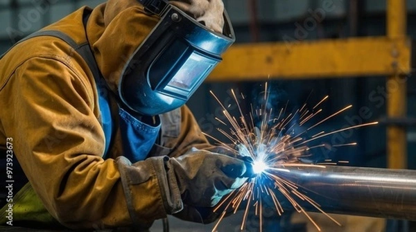 Obraz Repair pipe stainless argon welding construction