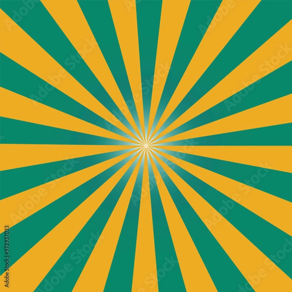 Obraz Yellow sun rays and sunburst with green backdrop background