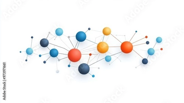 Fototapeta Interconnected Digital Network of Nodes and Molecules on Abstract Background