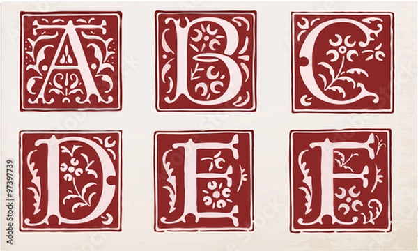 Fototapeta vector set of letters in the old vintage style. Part 1