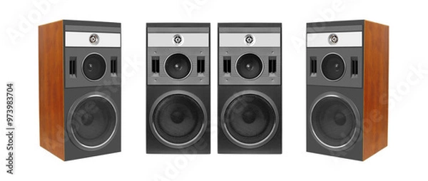 Obraz Music and sound - Four Three way speakers enclosure. Isolated