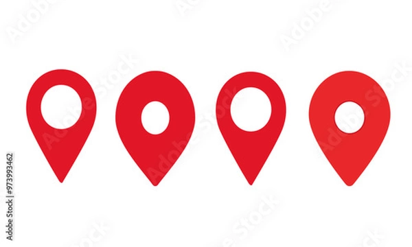 Fototapeta Set of red map icons. Vector illustration