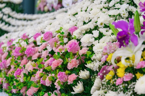 Fototapeta 日本の葬式の花祭壇