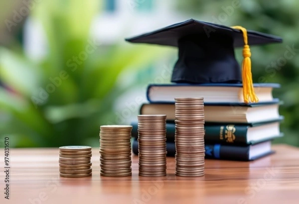 Fototapeta graduation cap and books