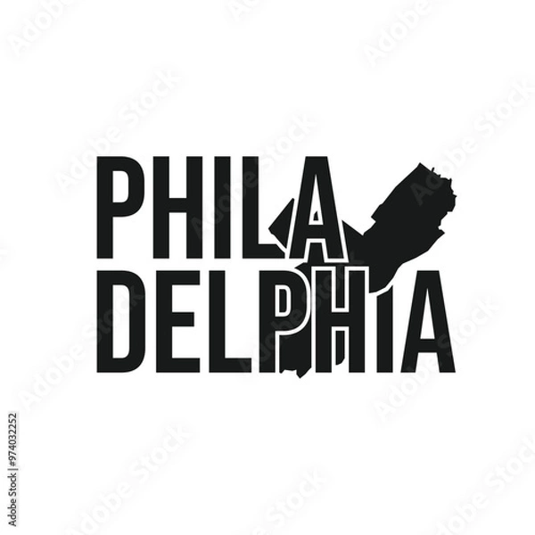 Fototapeta philadelphia city symbol, map icon with vector silhouette