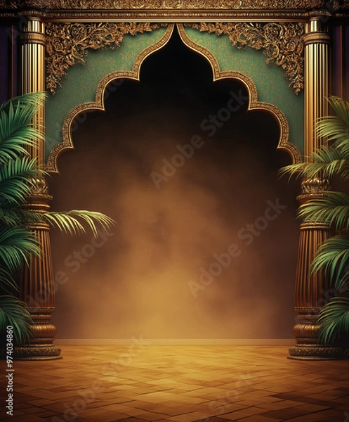 Obraz Royal arch in golden pillars photo background