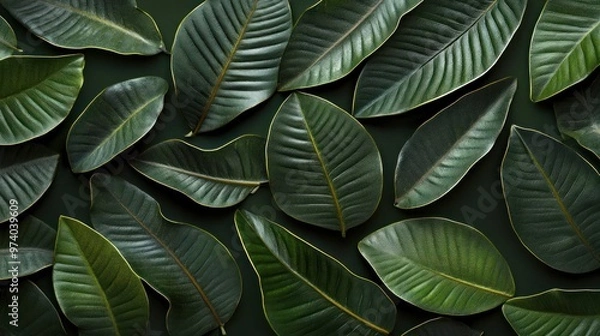 Fototapeta Exotic foliage with unique leaf shapes and textures, close-up detail