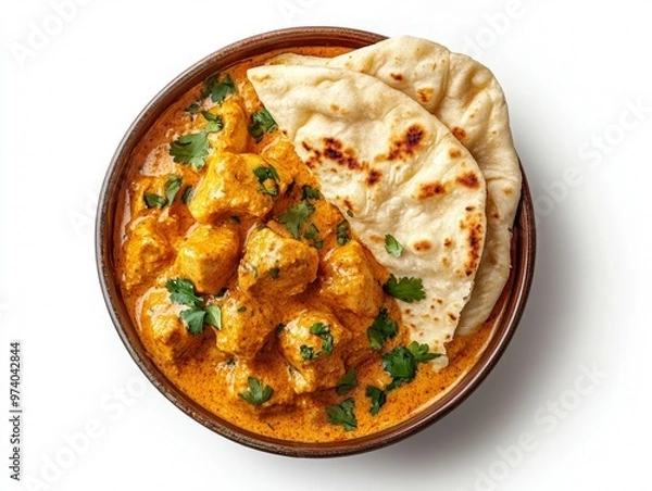 Fototapeta Butter Chicken with Naan Bread
